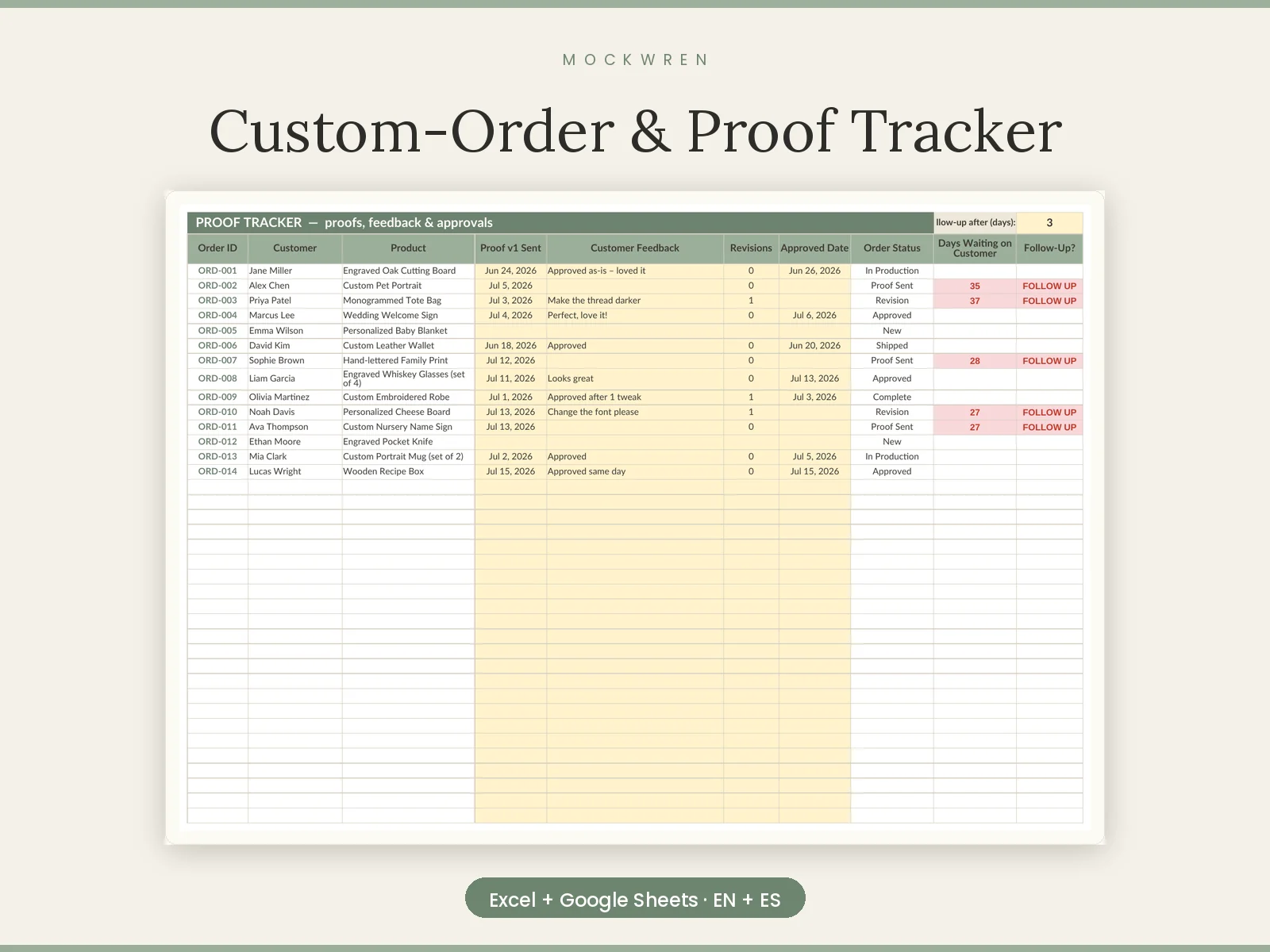 Custom-Order & Proof Tracker
