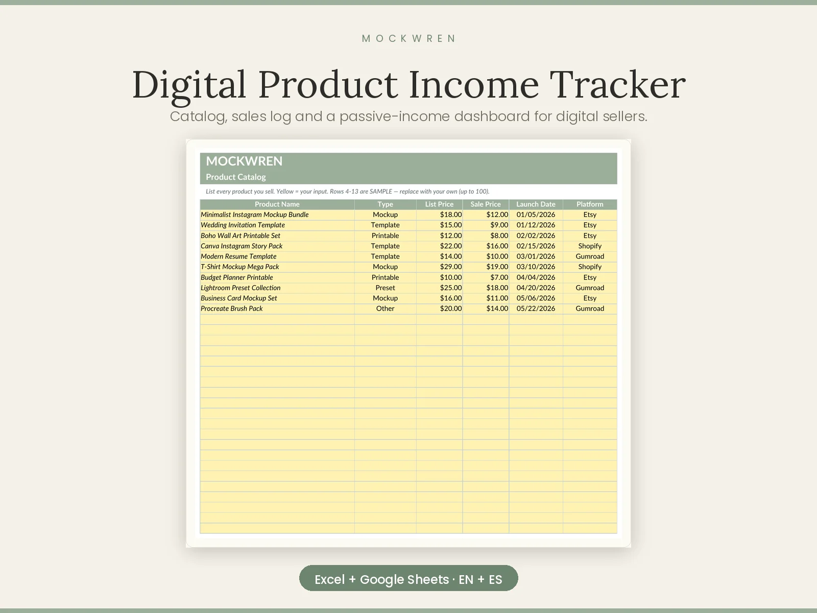 Digital Product Income Tracker
