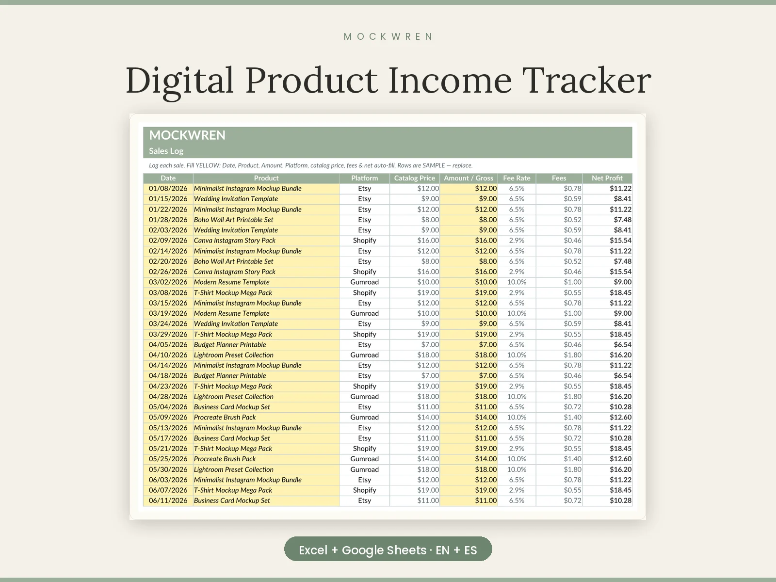 Digital Product Income Tracker