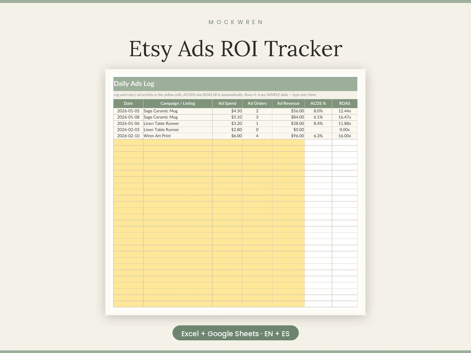Etsy Ads ROI Tracker