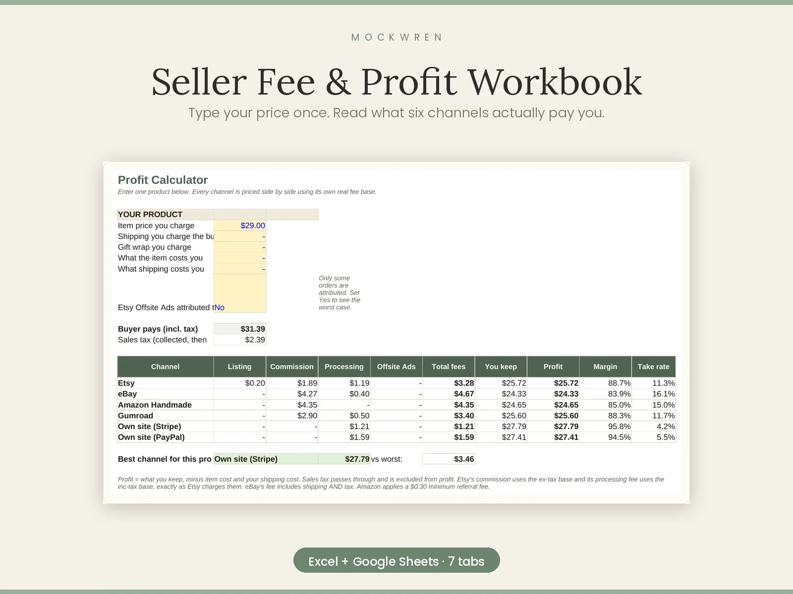 Seller Fee & Profit Workbook
