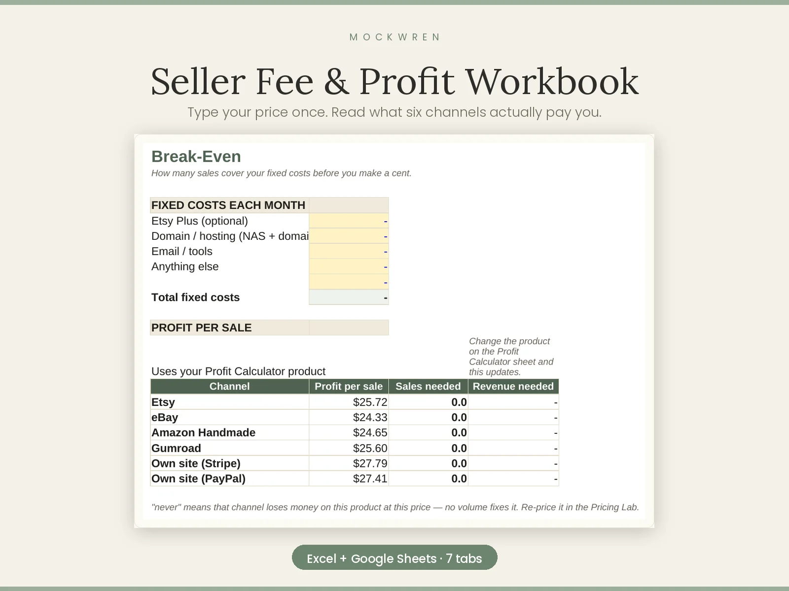 Seller Fee & Profit Workbook