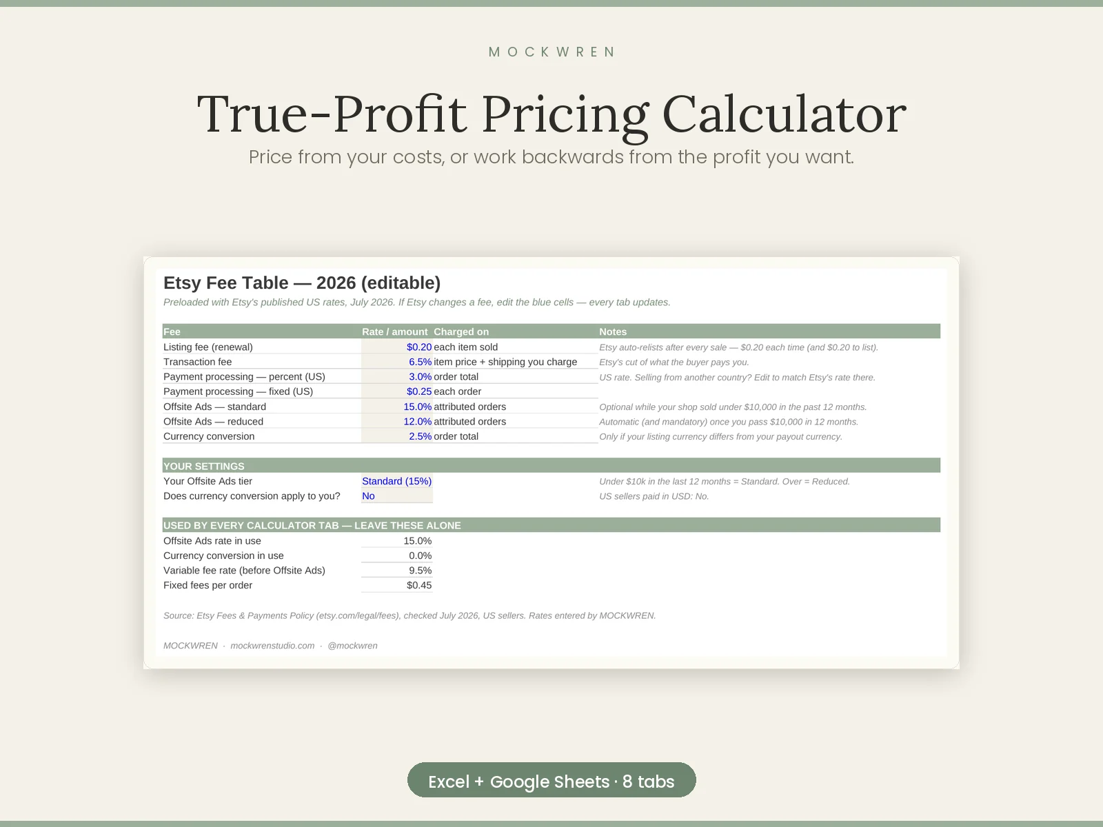 True-Profit Pricing Calculator