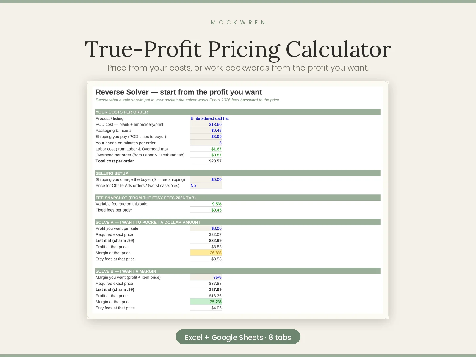 True-Profit Pricing Calculator